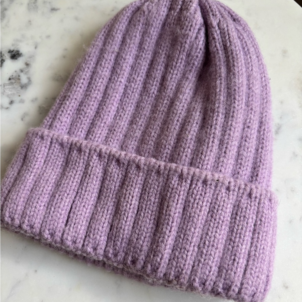 Hat Attach Lavender Wool Knit Beanie